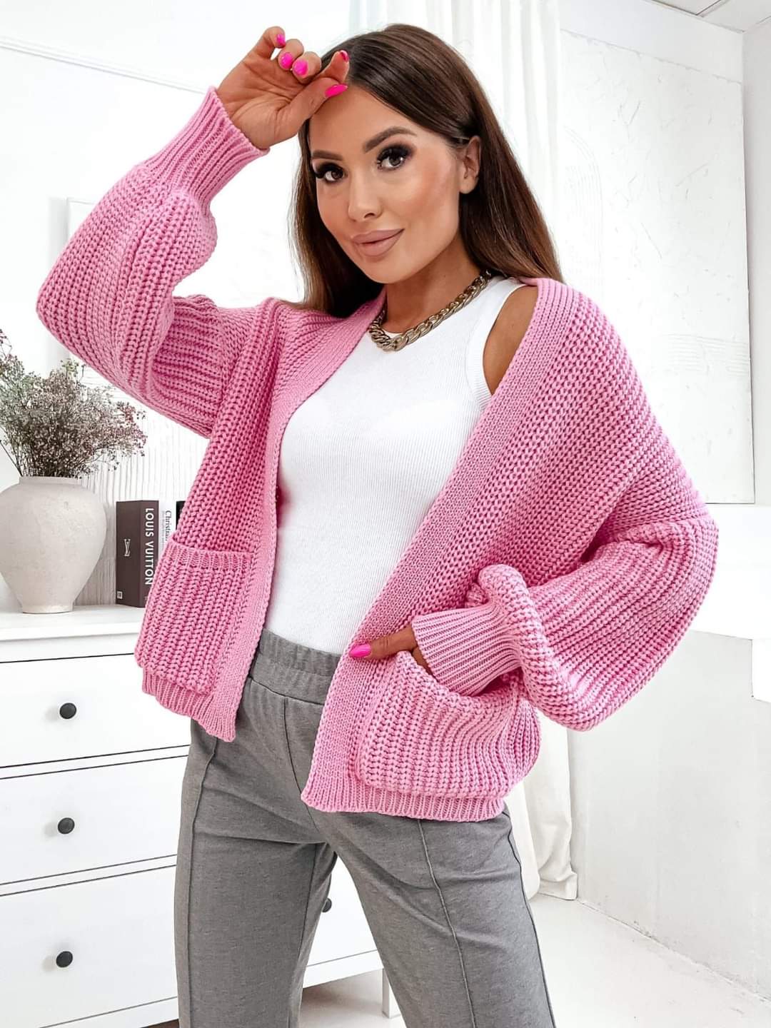 Kardigan sweter Różowy Bocca