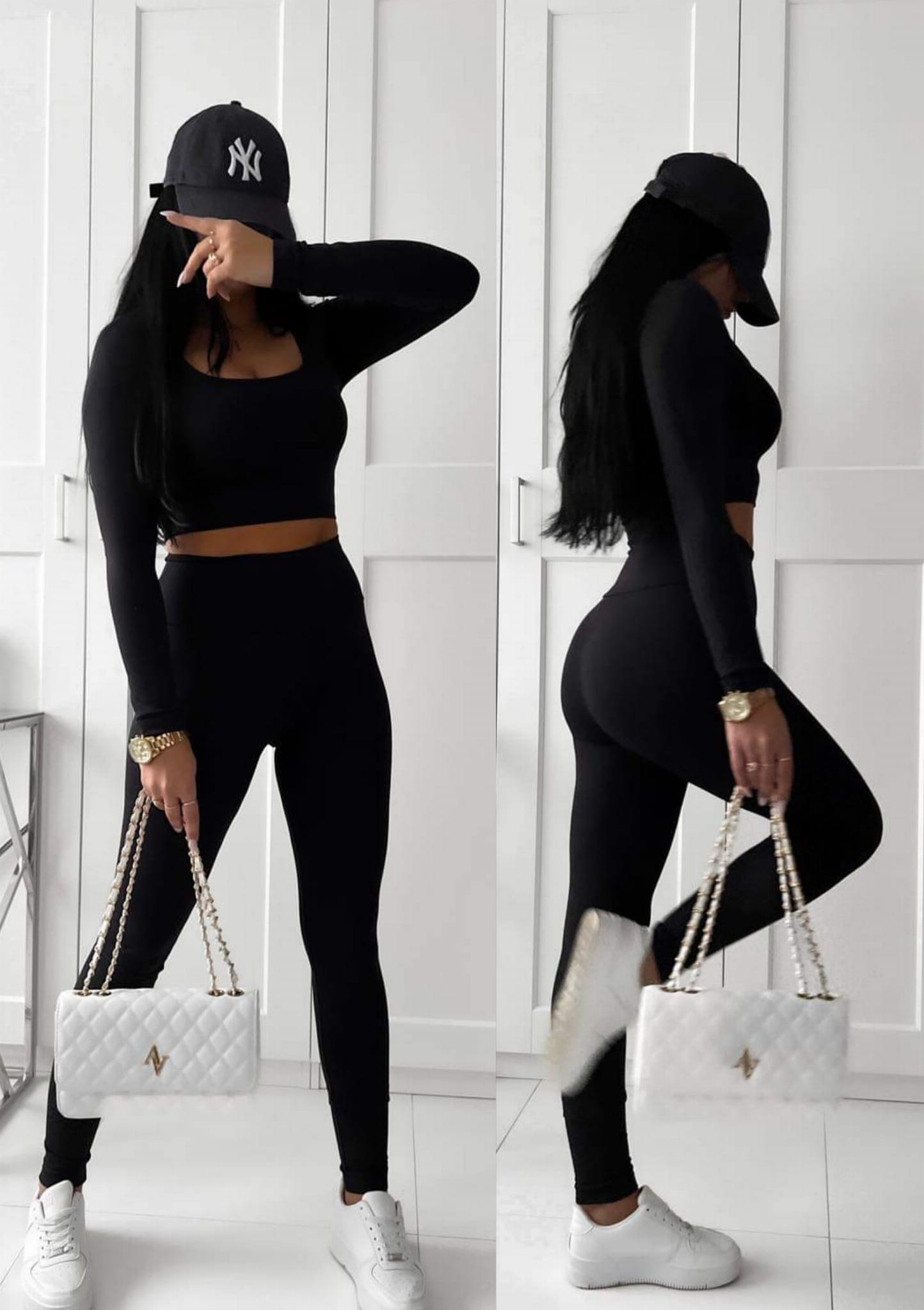Komplet dopasowany bluzka + legginsy Czarny Vet