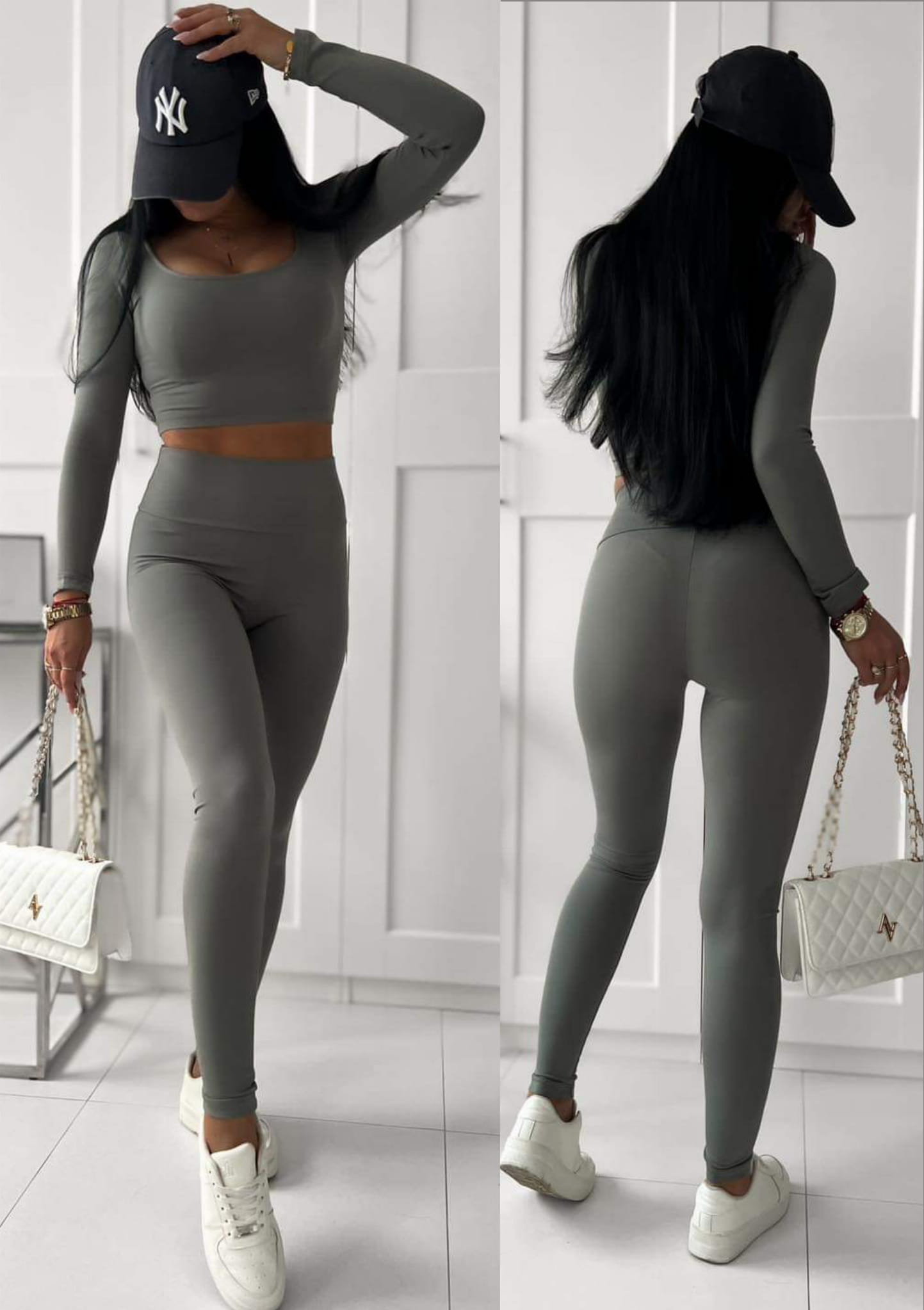 Komplet dopasowany bluzka + legginsy Khaki Vet