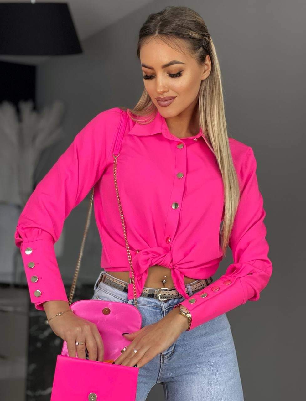 Koszula elegancka Różowy Neon