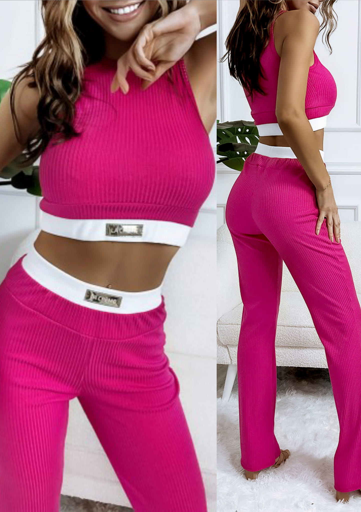 Komplet Top + Spodnie LOOK GOOD Różowy