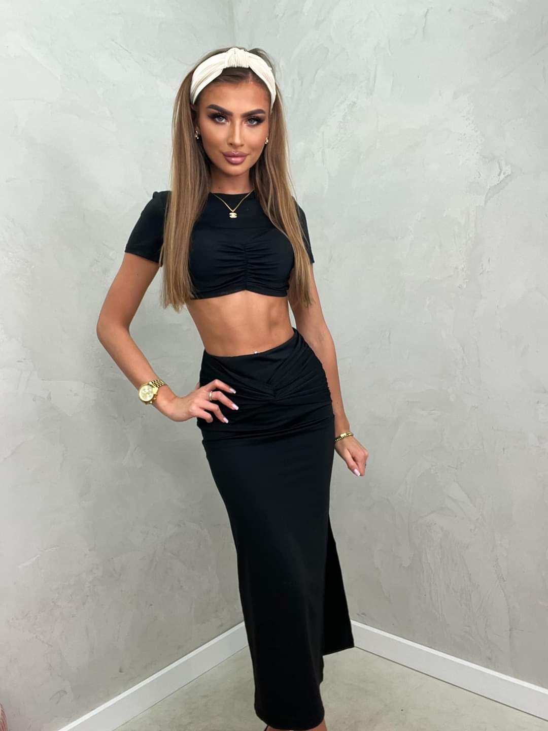 Komplet Top + Spódnica Czarny Lola