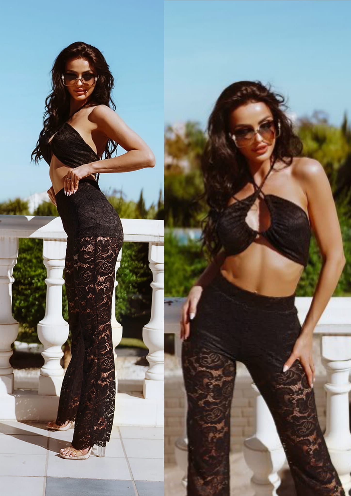 Komplet Spodnie + BRALETKA MARBELLA Czarny