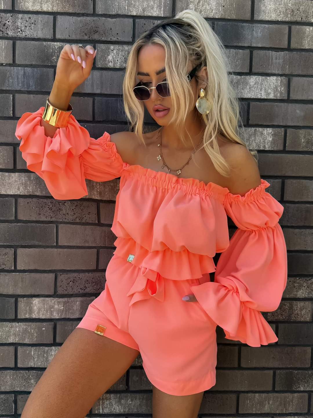 Komplet Top + Spodenki Neon Orange CLASSIC La Monne