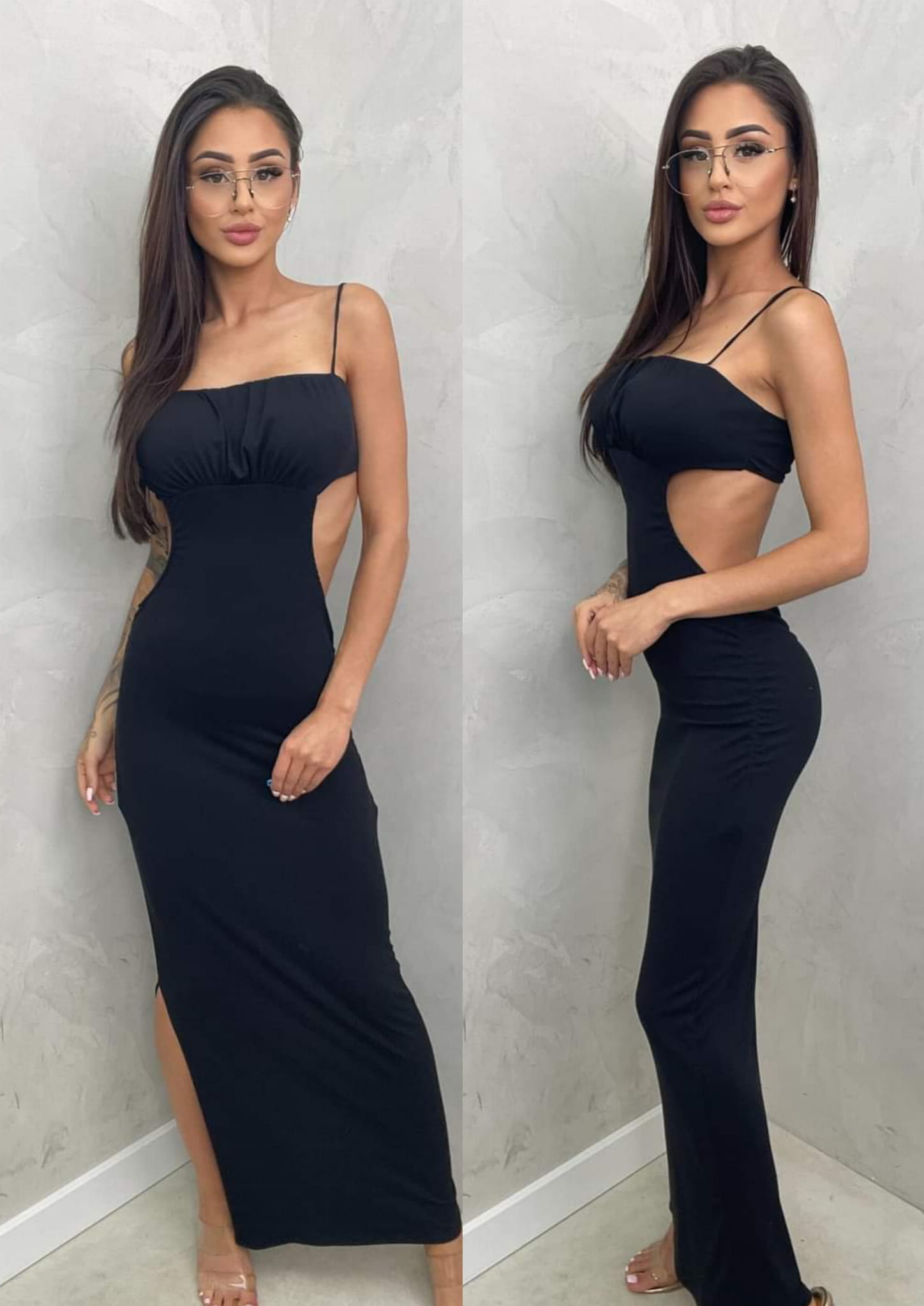 Sukienka z wycieciami Maxi Czarna Karina