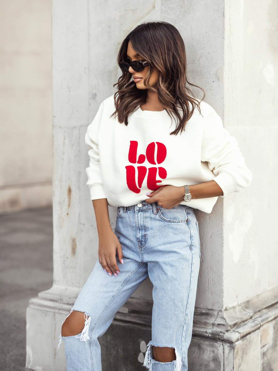Bluza OVERSIZE LOVE Ecru