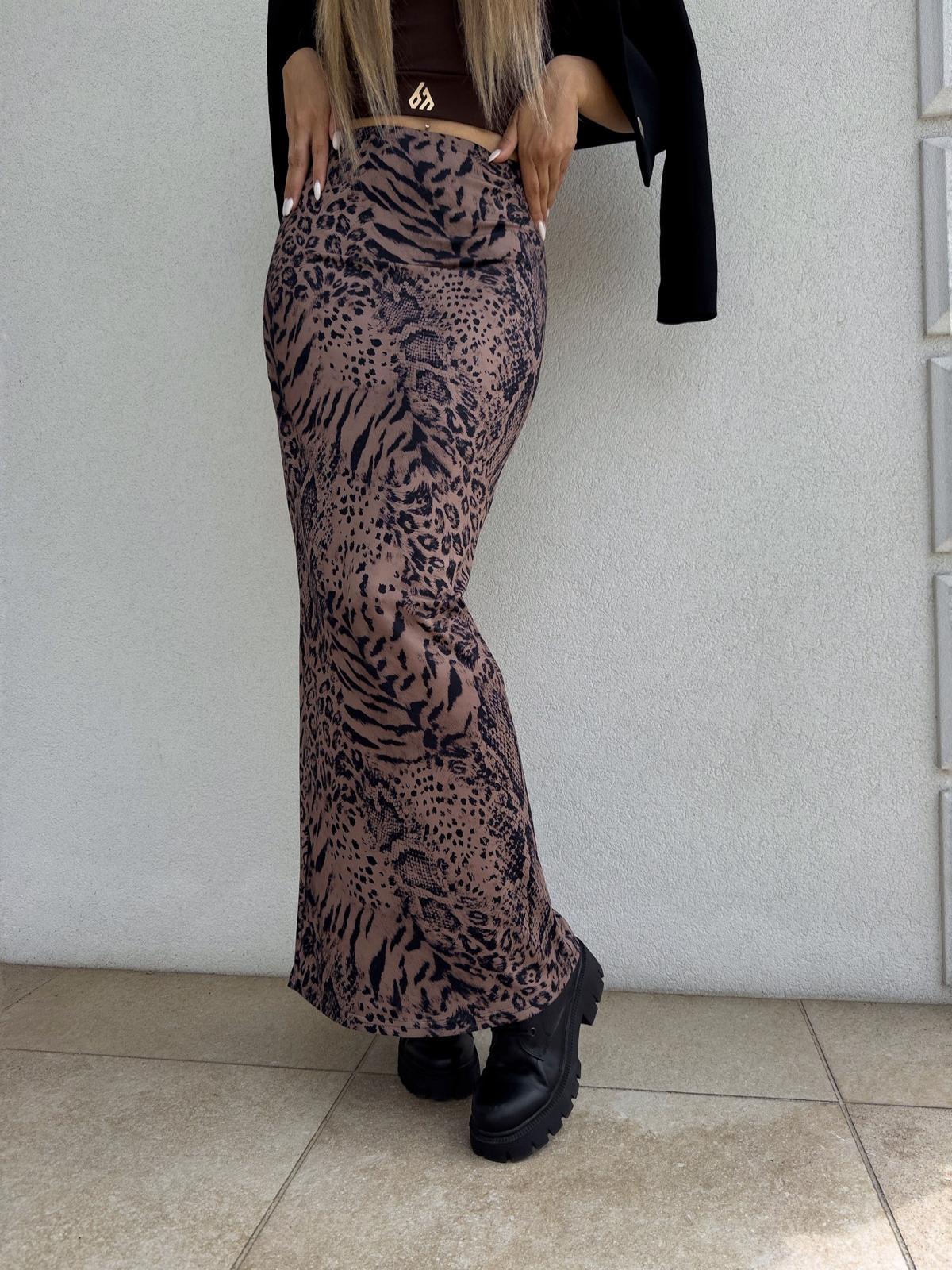 Spódnica VOGUE print Tiger Czekoladowa